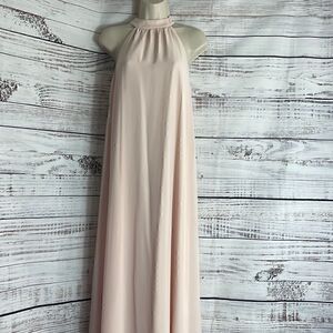 Ceremony by Joanna August halter sleeveless chiffon gown dress blush